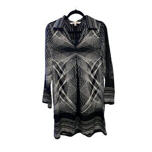 Studio M Black & White Geometric Print Tunic Dress Size L